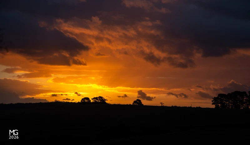Sunset The early February sun sets over Gembrook in Melbourne's outer east.